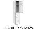 White metal locker with open door. Two level compartment 67018429