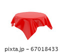 Red tablecloth on invisible round table. 3d rendering illustration 67018433