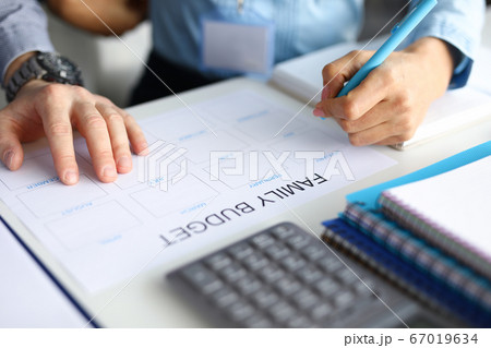 Calculator on working table 67019634