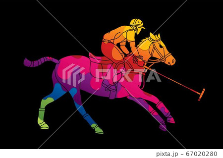 Horse Polo players action sport cartoon graphic vector. 67020280