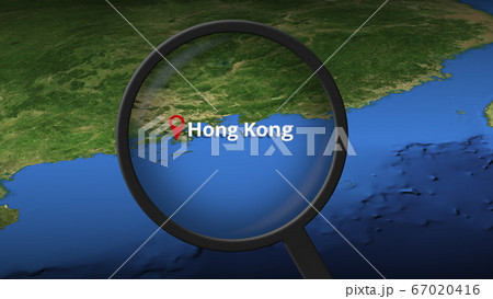 Loupe finds Hong Kong city on the map, 3d rendering Loupe finds Hong Kong city on the map, 3d rendering 67020416