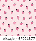 Cute seamless pattern with pink strawberries. Natural summer print with berry, fresh fruits in hand drawn style. Colorful vector strawberry background. 67021377