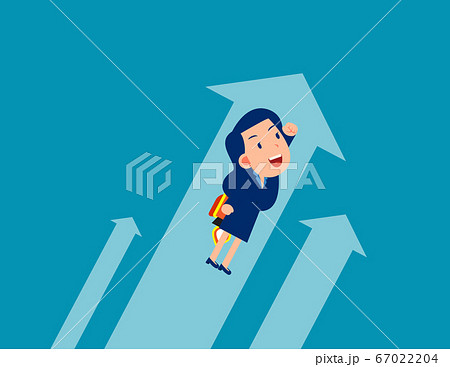 Business flying up. Growth workers, Cartoon style 67022204