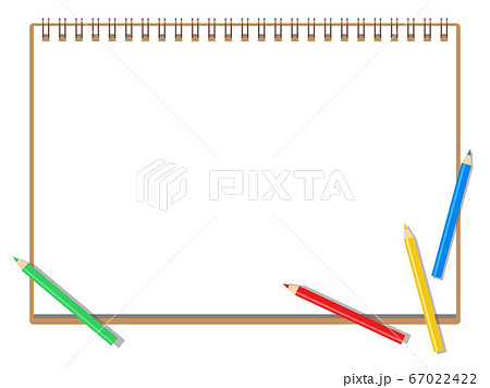 スケッチブックと色鉛筆のイラスト素材