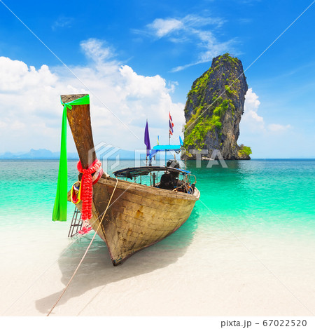 Thai traditional wooden longtail boat 67022520