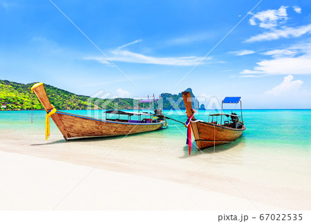 Thai traditional wooden longtail boats. 67022535