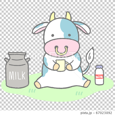 かわいい手描きの牛 牛乳 ミルクのイラスト素材