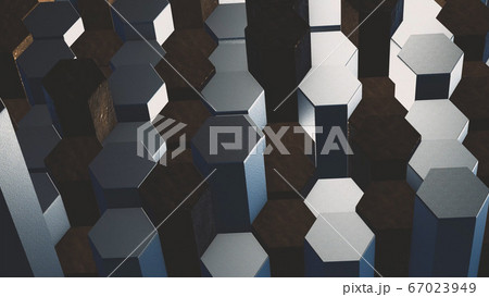 Background of hexagons illuminated by colored 67023949
