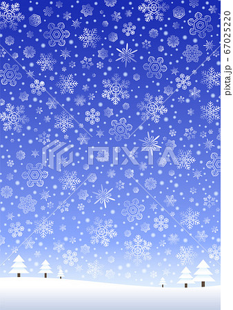 冬 クリスマス素材 夜の雪原の背景イラストのイラスト素材