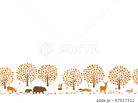 Autumn Forest Hand Drawn Background Illustration Stock Illustration