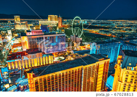 Main street of Las Vegas-is the Strip in evening 67028813