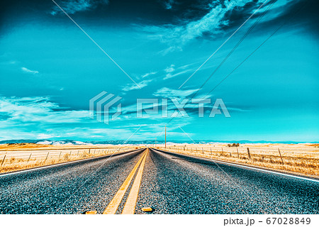 Endless American asphalt roads in Arizona state. 67028849