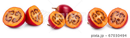 Fresh tamarillo fruit with leaves isolated on white background, Set or collection Fresh tamarillo fruit with leaves isolated on white background, Set or collection 67030494