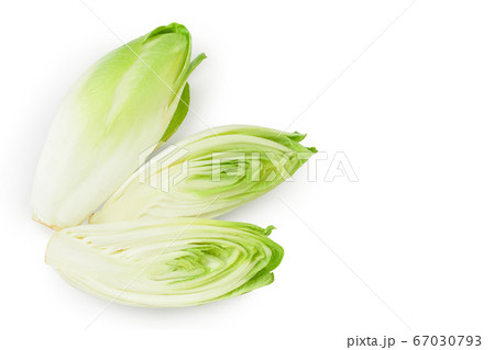 Chicory salad isolated on white background with clipping path and full depth of field. Top view with copy space for your text . Flat lay 67030793