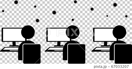 病毒在公司傳播的工作場所集群的圖像插圖 病毒在公司傳播的工作場所集群的圖像插圖 67033207