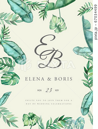 Summer creative design template. Invitation cards for wedding. 67034499