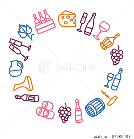 Wine Thin Line Concept Round Design Template. Vector 67036408