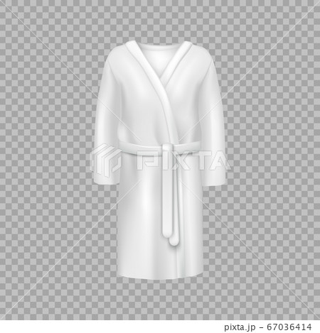 Realistic 3d Detailed White Blank Bathrobe Template Mockup. Vector 67036414