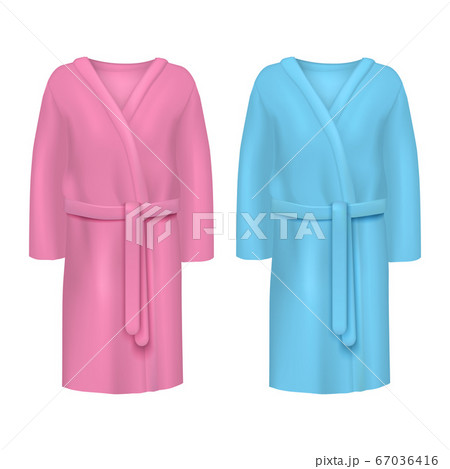 Realistic 3d Detailed Color Blank Bathrobe Template Mockup Set. Vector Realistic 3d Detailed Color Blank Bathrobe Template Mockup Set. Vector 67036416