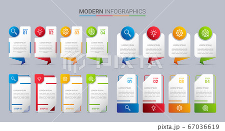 Colorful timeline infographic template with 4 steps on gray background, vector illustration Colorful timeline infographic template with 4 steps on gray background, vector illustration 67036619