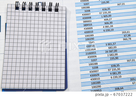 business office desk closeup - financial reports, 67037222