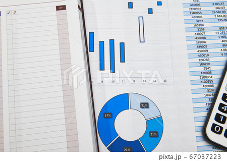 business office desk closeup - financial reports, business office desk closeup - financial reports, 67037223