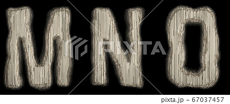 Set of industrial metal alphabet letter M, N, O 3D 67037457