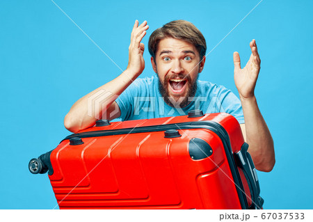 cheerful emotional bearded man suitcase cheerful emotional bearded man suitcase 67037533