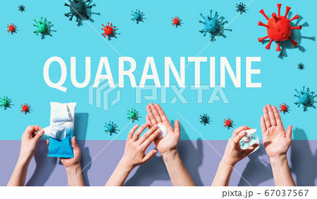 Quarantine theme with person washing their hands 67037567