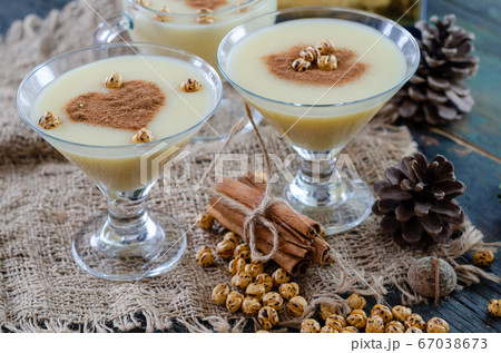 Traditional turkish drink; boza with cinnamon 67038673