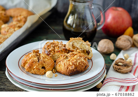 Delicious cookies on wooden table Delicious cookies on wooden table 67038862