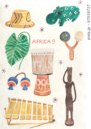 アフリカのオシャレな雑貨の手描きイラストのイラスト素材