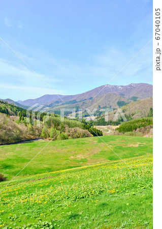5月5日午前9時頃福島県南会津大内宿の上にある大内ダムからみた風景 5月5日午前9時頃福島県南会津大内宿の上にある大内ダムからみた風景 67040105