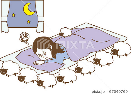 眠れないので羊を数える人 67040769