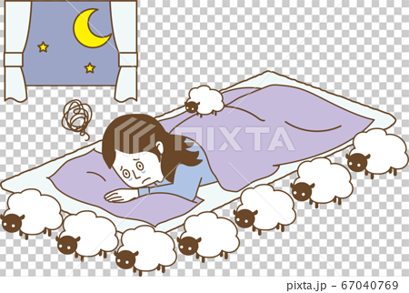 眠れないので羊を数える人のイラスト素材