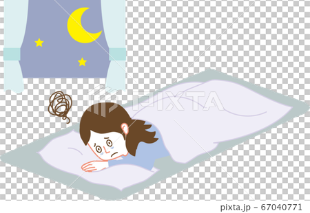 眠れないうつ伏せの人 67040771