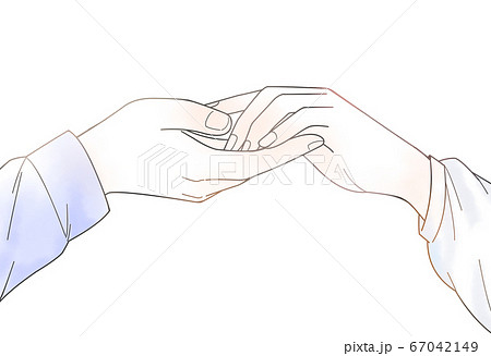 手を取り合う男女の手のイラスト 水彩 透過verのイラスト素材