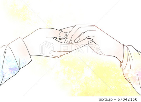 手を取り合う男女の手のイラスト キラキラverのイラスト素材