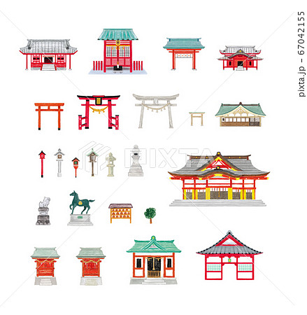 神社や寺のイラストセット03のイラスト素材