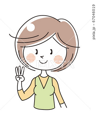 国際手話 ハンドジェスチャー 数字の3 女性 のイラスト素材
