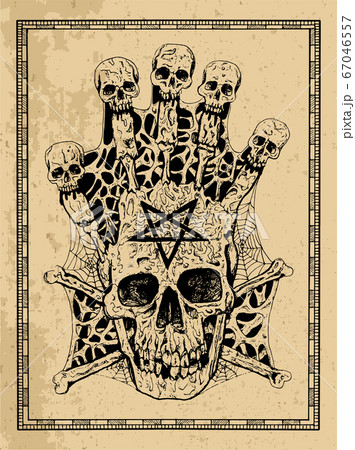 Evil skull with crossbones and pentagram in - Stock Illustration  [67046557] - PIXTA