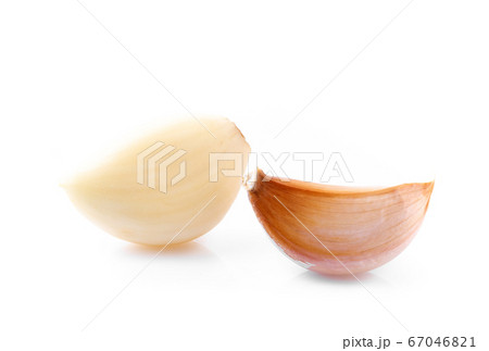 Raw garlic isolated on white background Raw garlic isolated on white background 67046821
