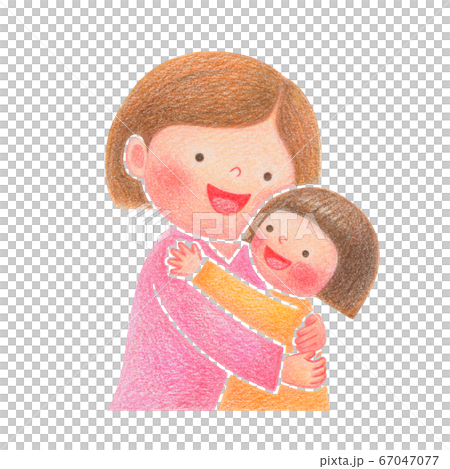 お母さんと女の子手描きイラストのイラスト素材 お母さんと女の子手描きイラストのイラスト素材