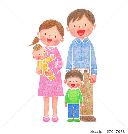 家族手描きイラスト、男の子 67047078