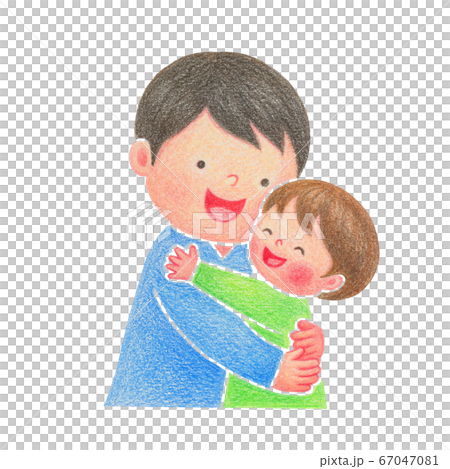 お父さんと子供手描きイラストのイラスト素材