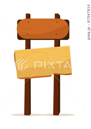 Plank sign on wooden stick on white background 67047814