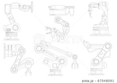 Industrial robotic arm set. Isolated robotic arm 67048091