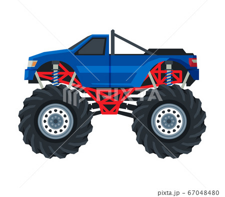 Monster Truck Vehicle, Pickup Car with Large Tires, Heavy Professional Transport Vector Illustration Monster Truck Vehicle, Pickup Car with Large Tires, Heavy Professional Transport Vector Illustration 67048480
