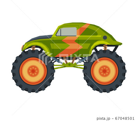 Monster Truck Vehicle, Heavy Retro Car with Large Tires Vector Illustration Monster Truck Vehicle, Heavy Retro Car with Large Tires Vector Illustration 67048501