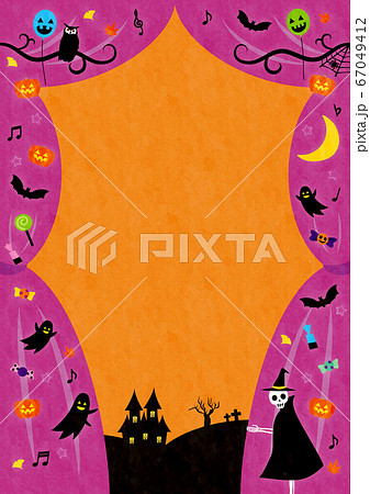 ハロウィン背景素材1-1(文字なし)テク ハロウィン背景素材1-1(文字なし)テク 67049412